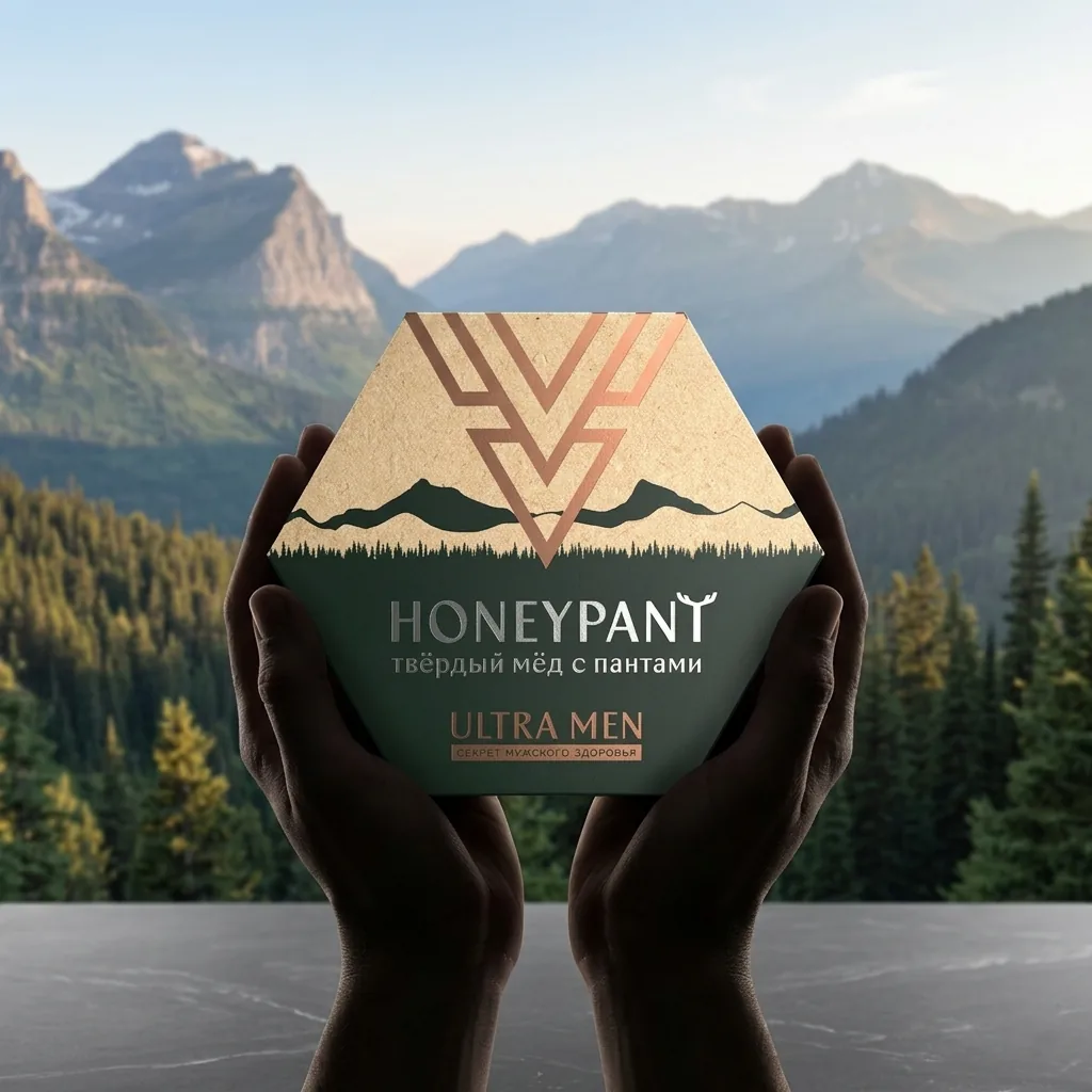 Hands holding a Honey Adaptogen Lozenges box against an Altai backdrop